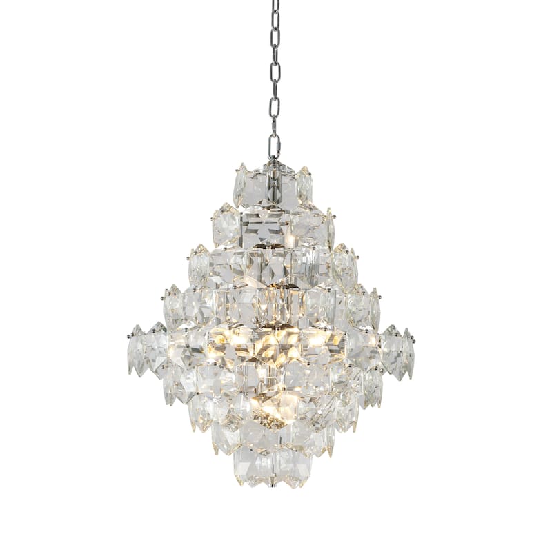 12-Light Chrome Chandelier With Clear Crystals