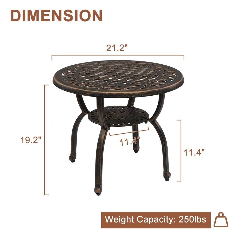 Cast Aluminum Outdoor Side Table Anti-Rust Outdoor Round End Table