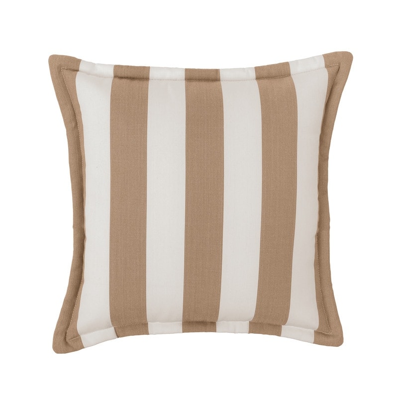 Sherry Kline Indoor/Outdoor Cabana Stripe 20" Flanged Filled Pillow Set of 2 - Beige/Natural