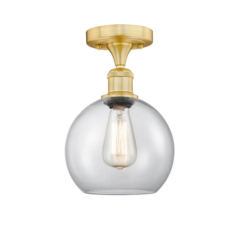 Innovations Lighting Edison Athens - 1 Light 8" Semi-Flush Mount - Clear/Satin Gold
