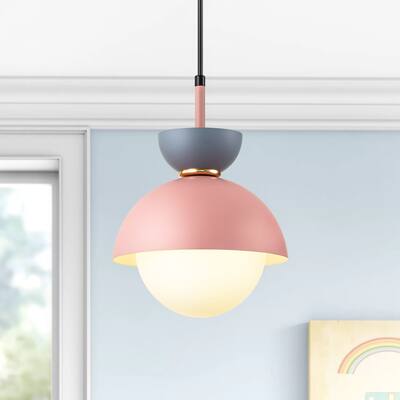 1-Light Modern Bowl Frosted Opal Glass Globe Bubble Pendant Light
