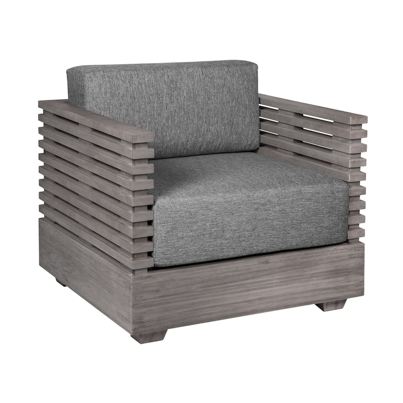 Vivid Outdoor Patio Chair in Eucalyptus Wood with Olefin Cushions - Single Chair