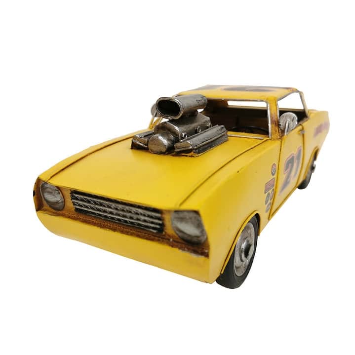 Yellow Hot Rod Metal Model