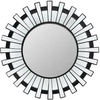 25.5" Black Sunburst Round Wall Mounted Mirror