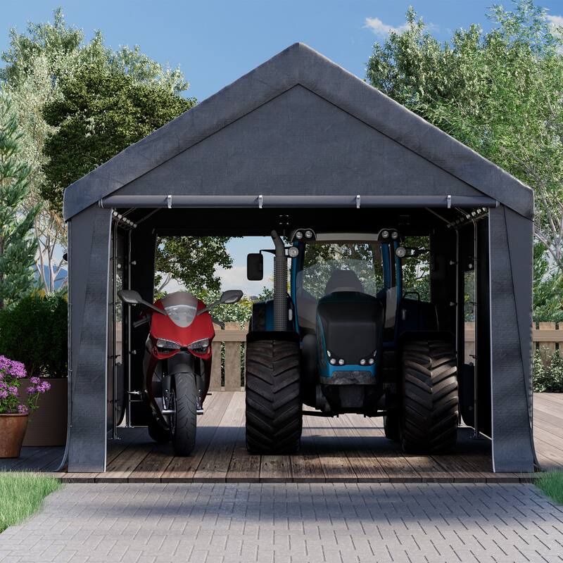 Heavy-Duty Fully Enclosed Carport - UV-Resistant, Waterproof Canopy with Roll-Up Windows & Reinforced Steel Frame