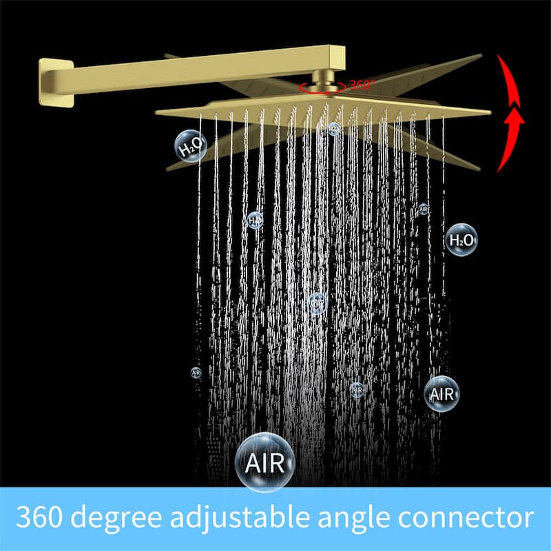 Wall Mount Shower Faucet With Rough-in Valve, Complete Shower System Wth Handheld Shower 10 inch Rain Shower Head Brushed Gold