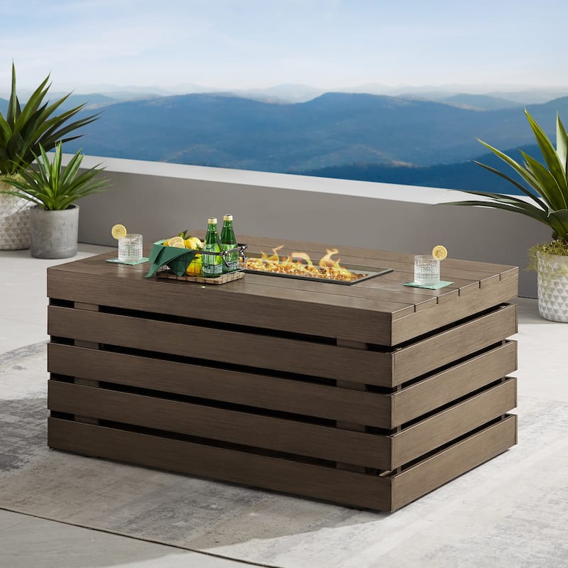 Corvus Hamina 1-piece Patio Aluminum Fire Pit Table with Lid
