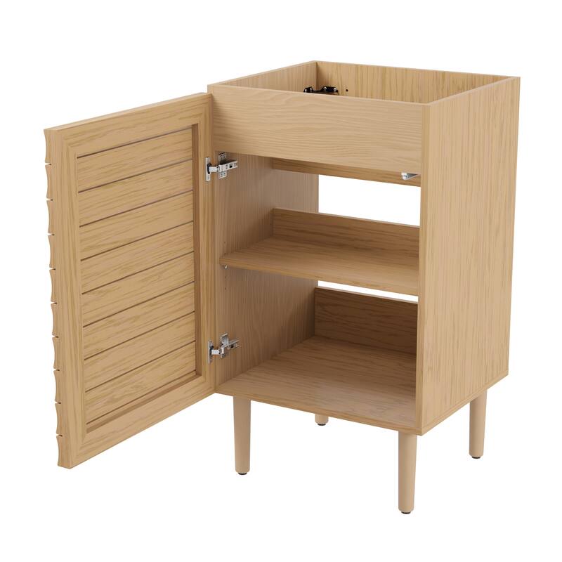 Calandre Thick Linear Slat Modern Farmhouse 2-Shelf Bath Vanity Cabinet Only (Sink Basin not Included), by JONATHAN Y