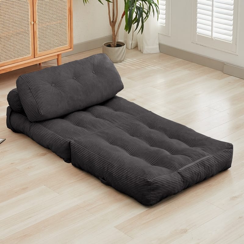 Mixoy W32''/W50'' Corded Velvet Fabric Folding Floor Lazy Futon Sofa Bed