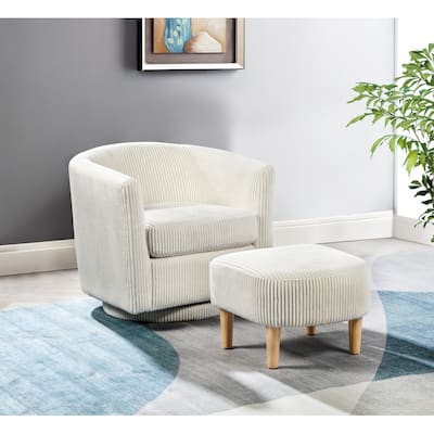 Best Quality Furniture Velvet Stripe Design Chair With Ottoman (Set of 2)
