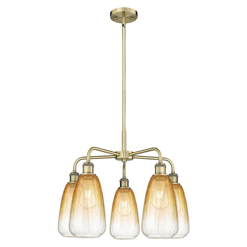 Innovations Lighting Endless Possibilities Ballston - Brookhaven Almond - 5 Light 25" Stem Hung Chandelier - Antique Brass/Amber