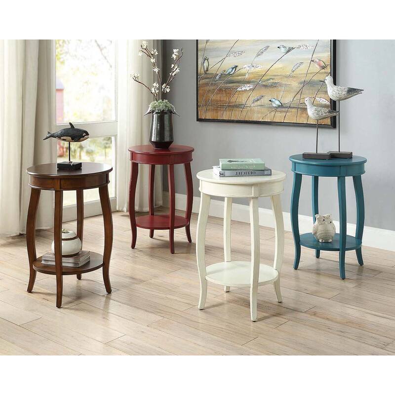Clarissa Round Side Table with Bottom Shelf