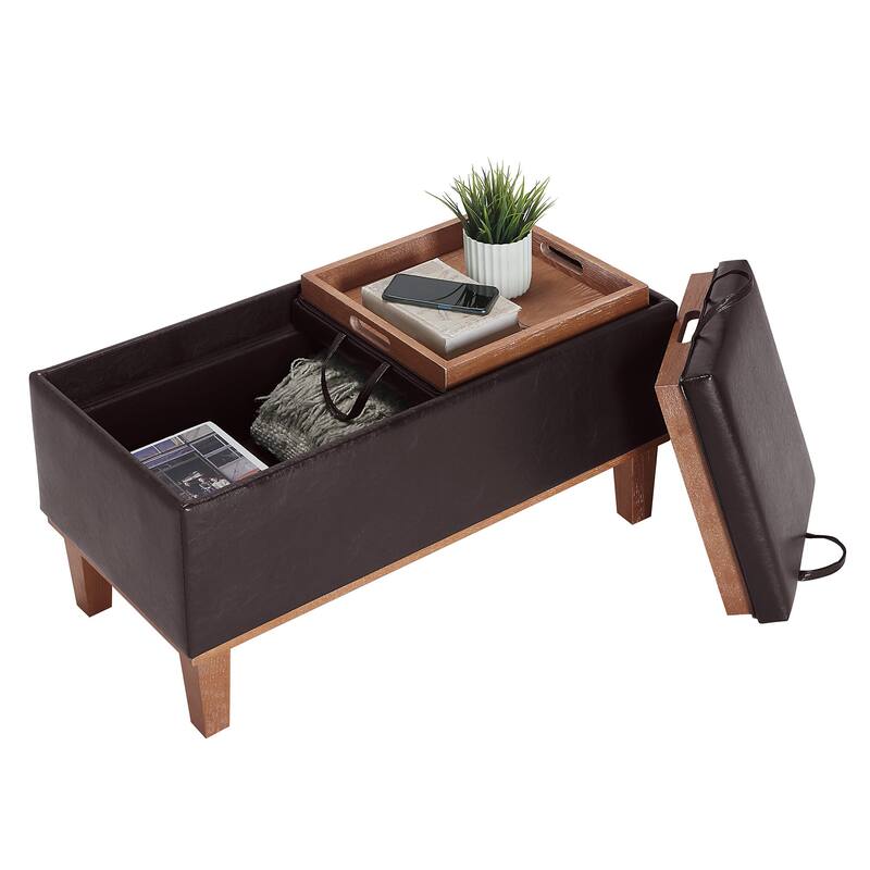Convenience Concepts Designs4Comfort Brentwood Storage Ottoman with Reversible Trays