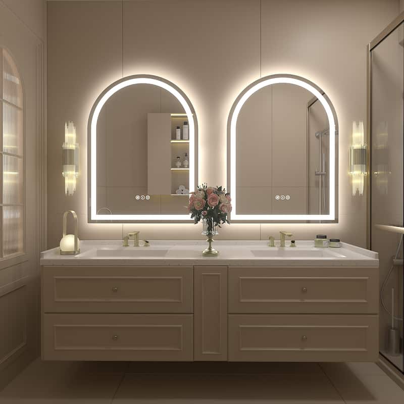UL Certified Arched LED Anti-fog Tempered Glass Wall Bathroom Vanity Mirror