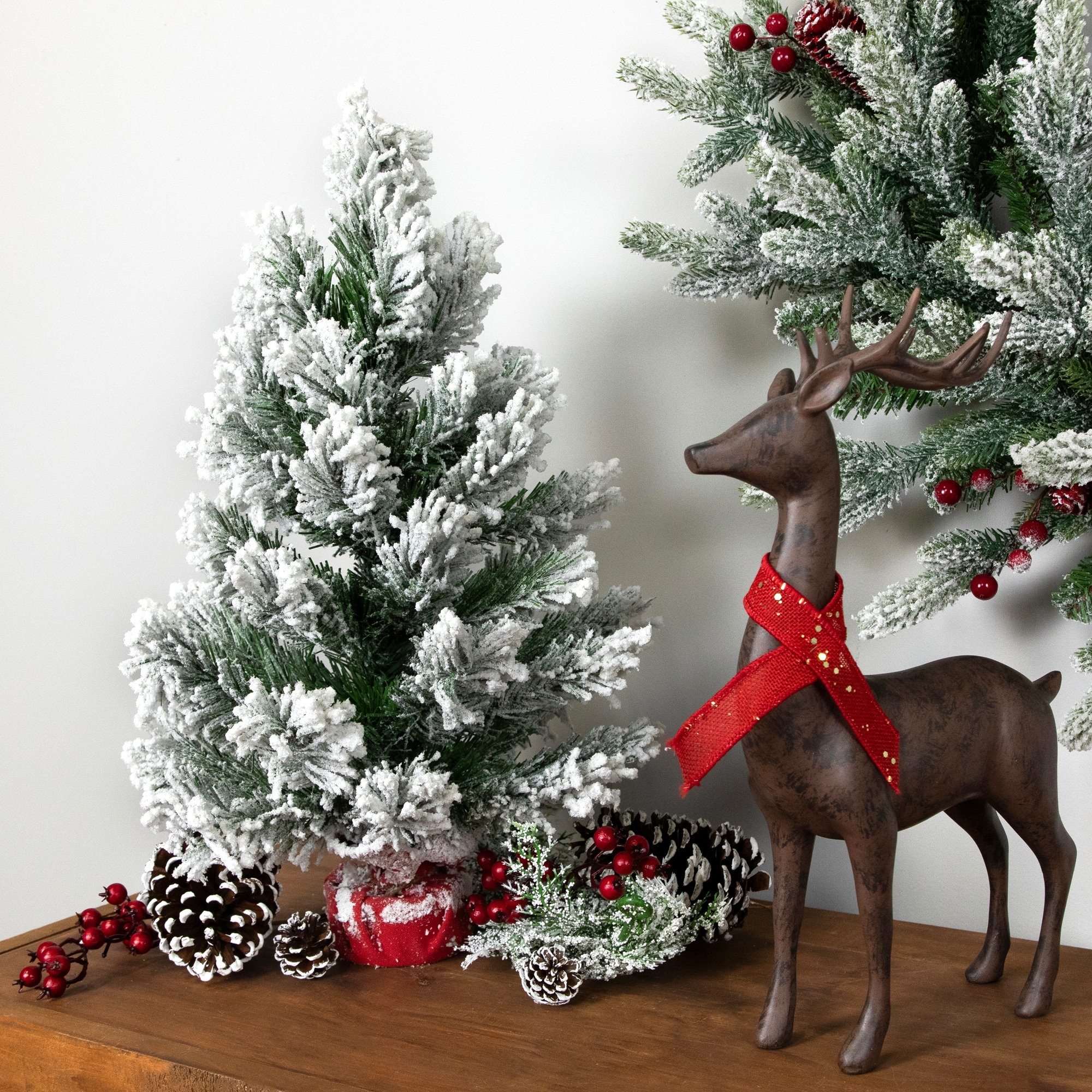 Full Flocked Angel Pine Artificial Mini Christmas Tree - 18" - Unlit - 2 Foot