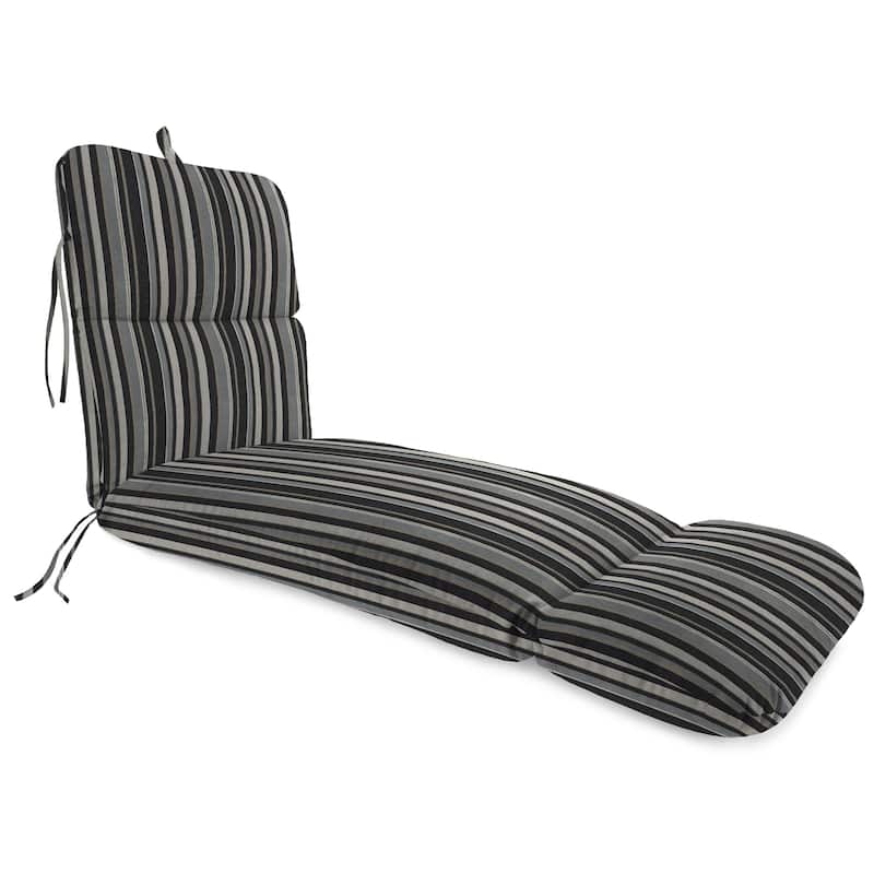 74" x 22" Outdoor Chaise Lounge Cushion with Ties and Loop - 74'' L x 22'' W x 5'' H - Gray and Black Stripe