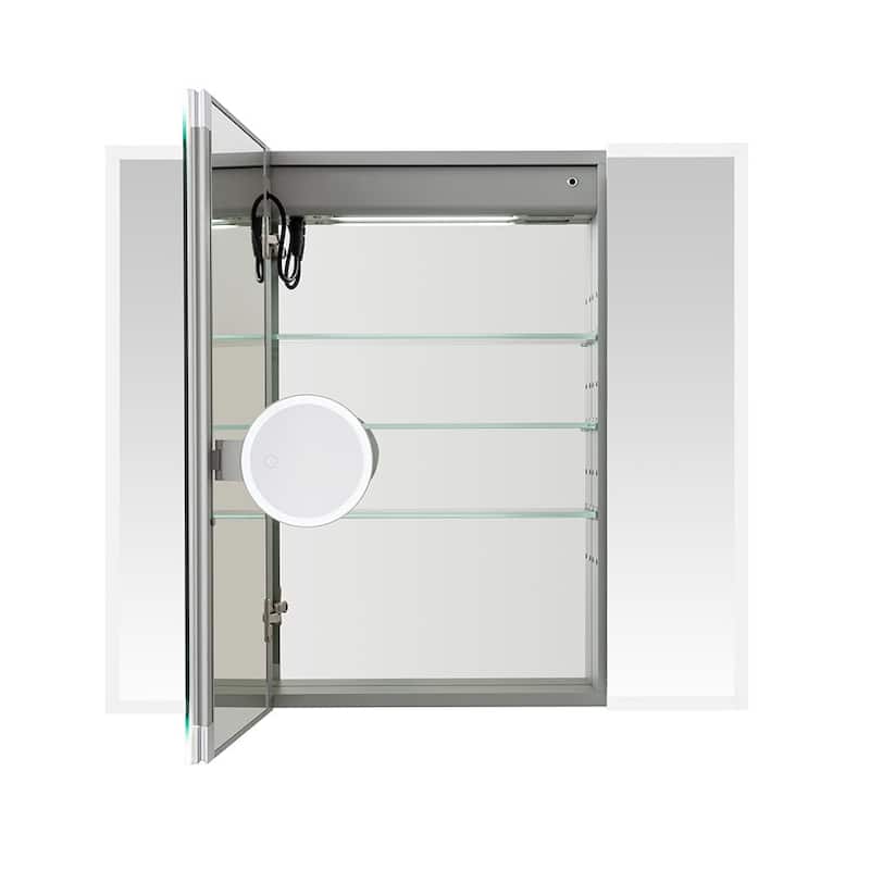 AQUADOM Edge Royale Bathroom Led Lighted Medicine Cabinet Defogger, 3X LED Adjustable Magnifying Mirror, Electrical Outlets.