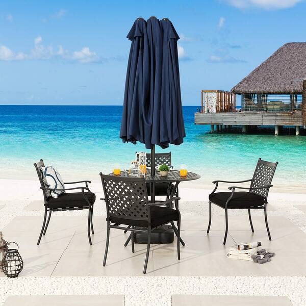 15 double-sided patio umbrella twin sun canopy Kingdom Patio with Base Navy Blue large shade coverage 15 Feet Double-Sided Twin Patio