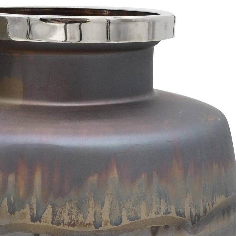 Set of Two Black And Gray Abstract Glass Round Table Vases - 22.50