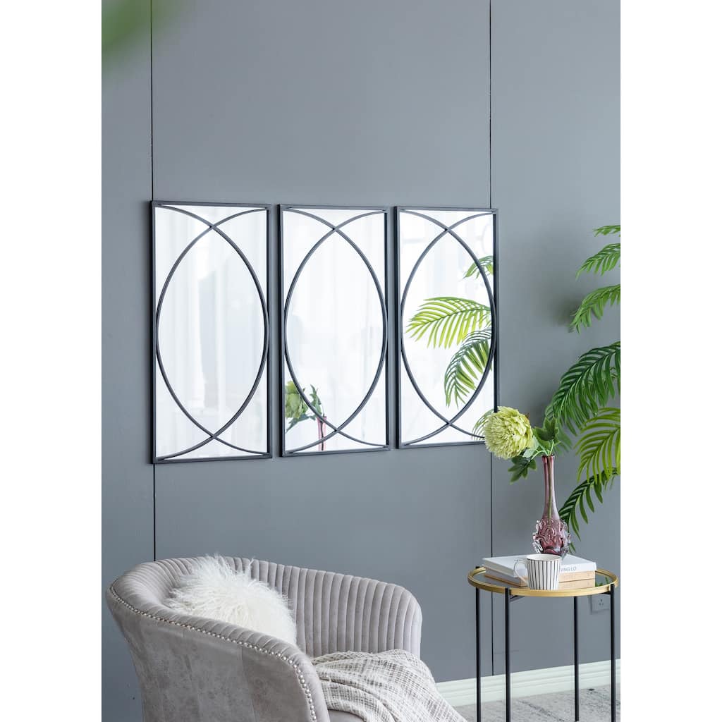 32" Rectangular Wall Mirrors with Black Frame, Home Decor for Living Room Bedroom Entryway