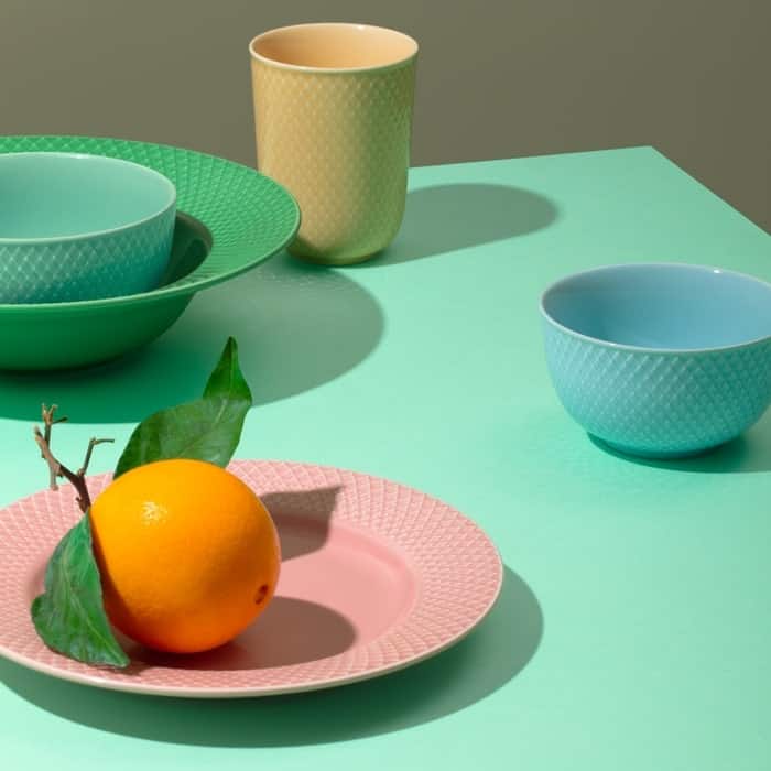 Lyngby Porcelæn Rhombe Color Lunch Plate, Rose - Ø: 8.3"