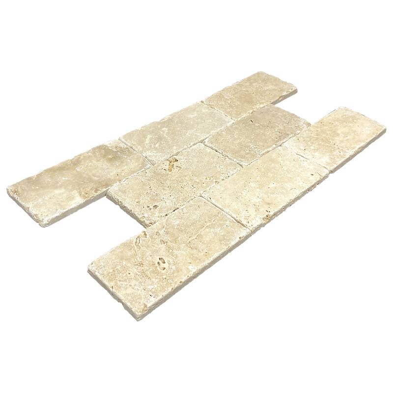 Ivory Travertine 3" x 6" Rustic Tumbled Tile