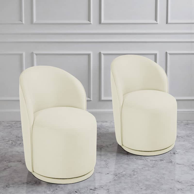 Upholstered Swivel Dining Chair Armless Barrel Chair