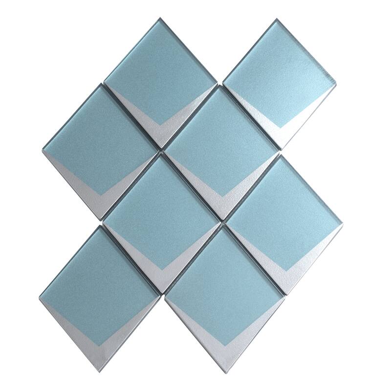 Solace 12x9 Blue Metallic Silver Glass Mosaic Diamond Wall Tile (3.91 sq ft/case) - 5 Pack