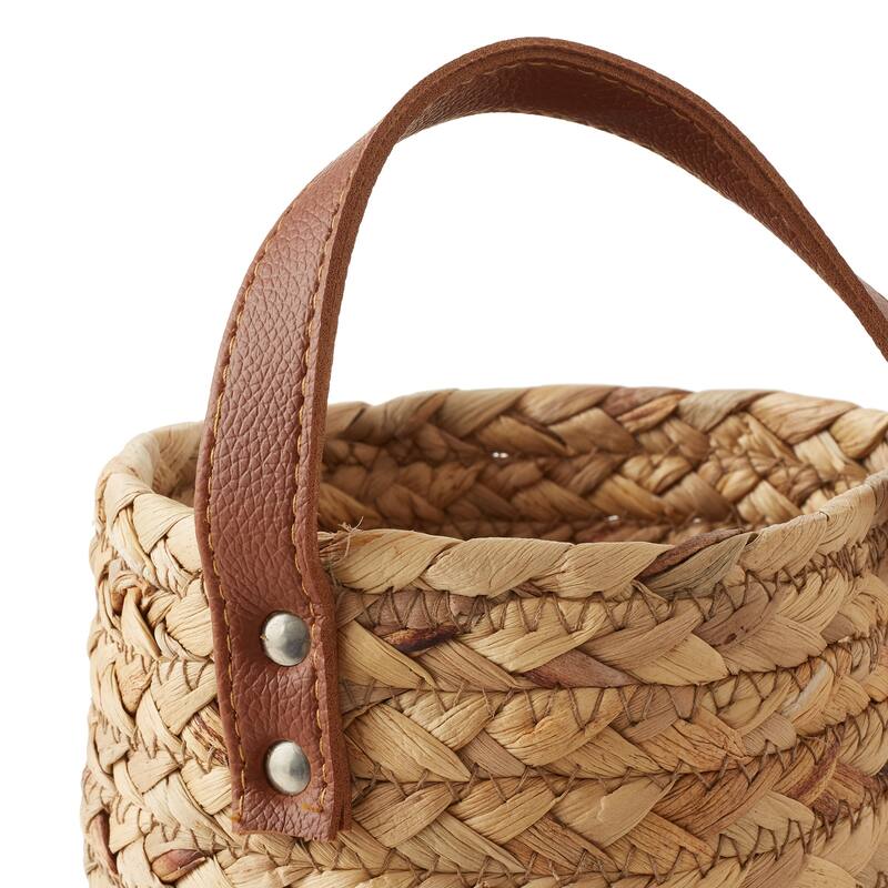 2pk Wall Hanging Baskets Natural Hyacinth Plant and Flower Pots - Tan