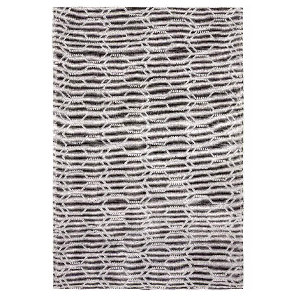 ECARPETGALLERY Braid weave Sienna Grey Wool Rug - 5'1 x 7'6