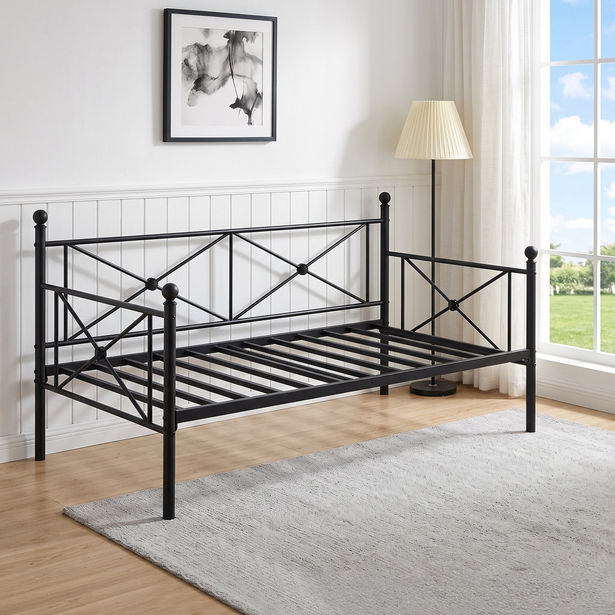VECELO Twin Daybed with Headboard Sofa Bed Platform Mattress Foundation for Living Room Guest Room Easy Assembly
