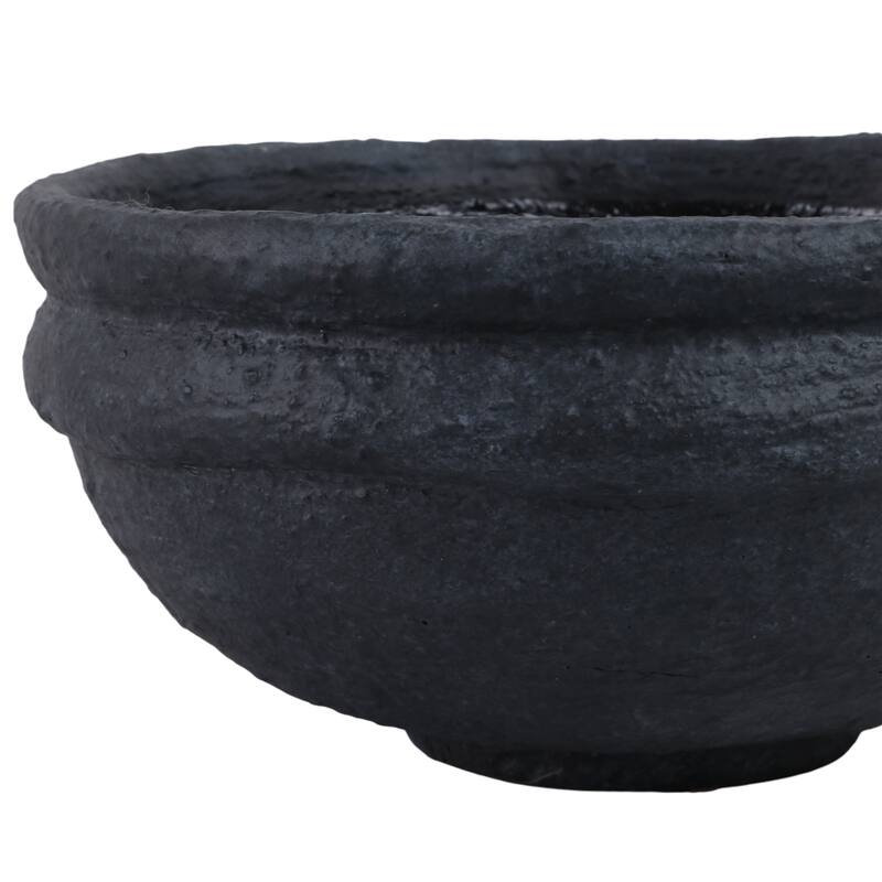 Terracotta Decorative Bowl Handcrafted Textured Design - 6" Black - 12" x 12" x 6"
