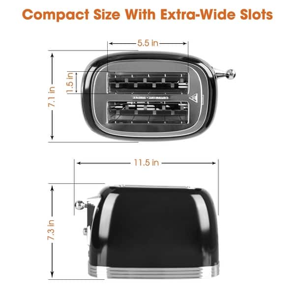 2-Slice Toaster, Extra Wide Slots Toaster, Retro Stainless Steel with  Bagel, Cancel, Defrost, Reheat Function - Bed Bath & Beyond