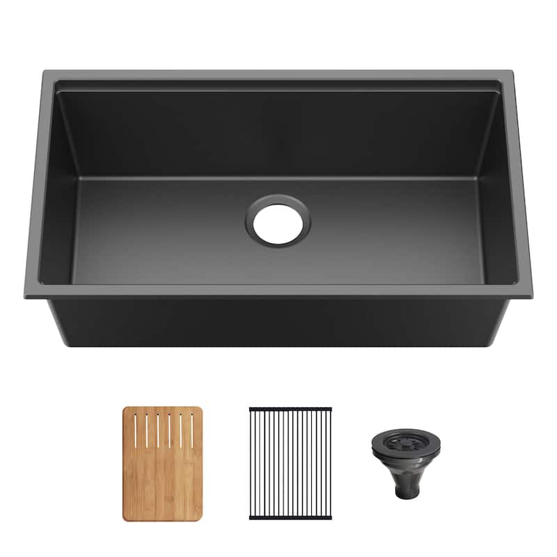 33" Undermount Workstation Single Bowl Quartz Kitchen Sink - 33"