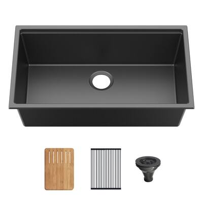 33" Undermount Workstation Single Bowl Quartz Kitchen Sink