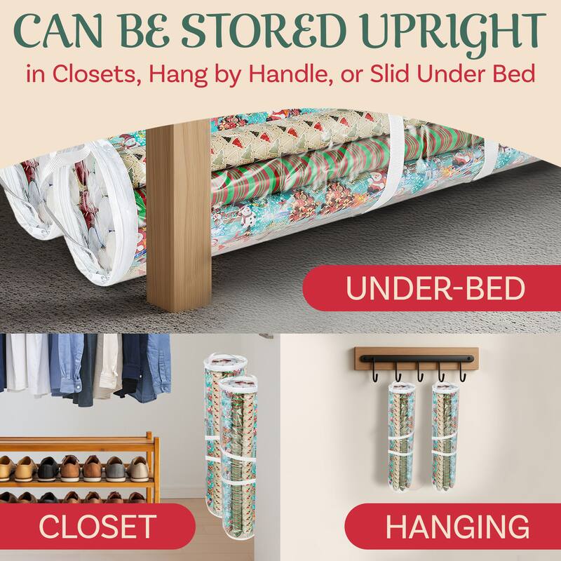 Wrapping Paper Storage - Set of 2 Organizers for 50 Rolls of Gift Wrap by Elf Stor