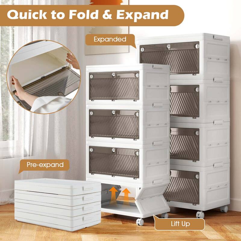 Costway 3/4-Tier Stackable Storage Bins 33-gal Collapsible Storage
