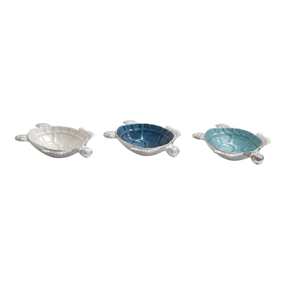 Aluminum Metal Turtle Handmade Serving Bowl - Set of 3 Multi Colored - Roche River Decor