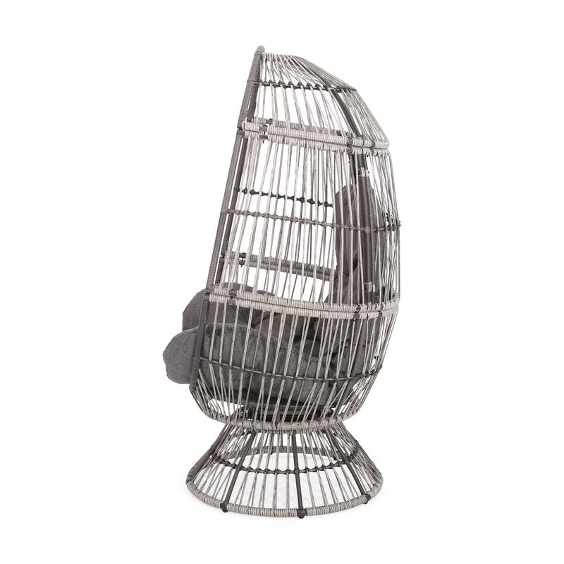 Swivel Egg Chair Basket Chairs Woven Accent Lounge Chair with Cushion