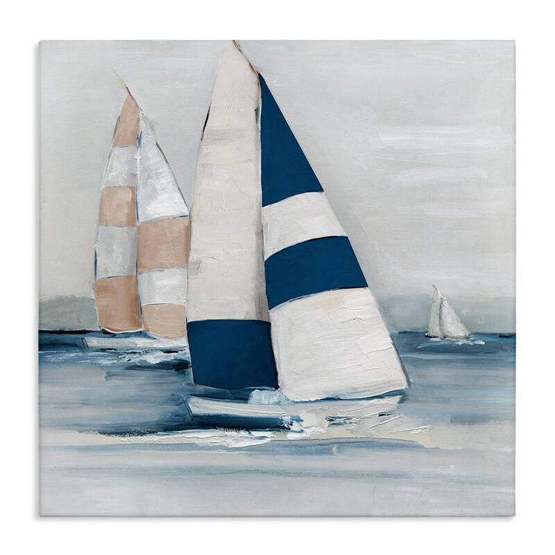Stupell Striped Sailboat Voyage Canvas Wall Art Design By Sally Swatland - 17 x 17