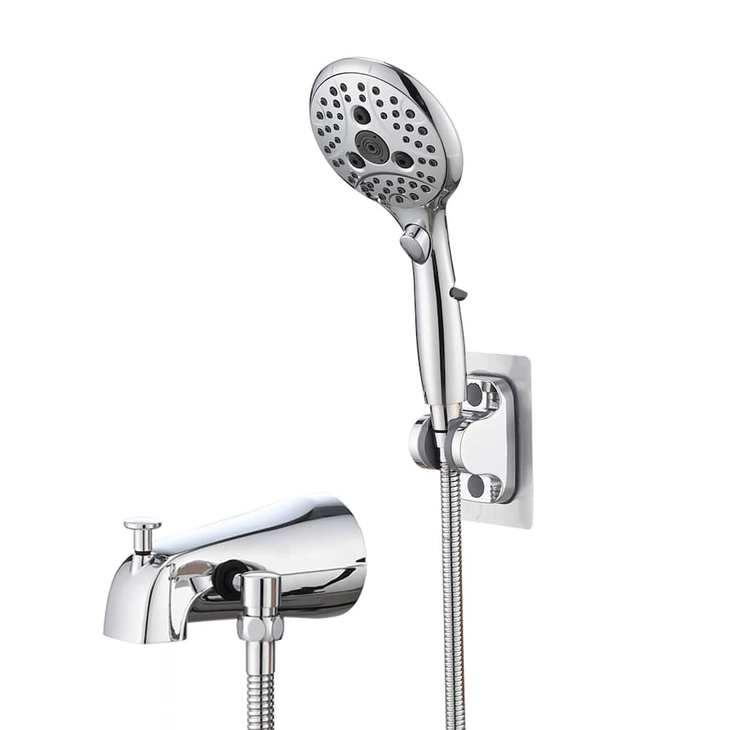 Lift-Up Diverter Bathtub Faucet with 6 Settings Handheld Shower in Chrome (Rough-in Valve Not Included)
