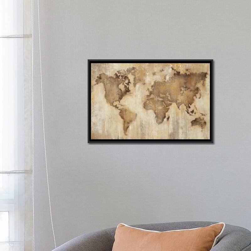 iCanvas "Map Of The World" by Liz Jardine Framed Canvas Print