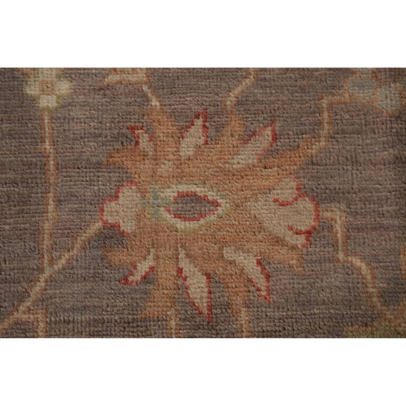 Hand Knotted Oriental 100% Wool Carpet Transitional All-Over Brown Oushak Area Rug - 9' 11'' X 8' 3''