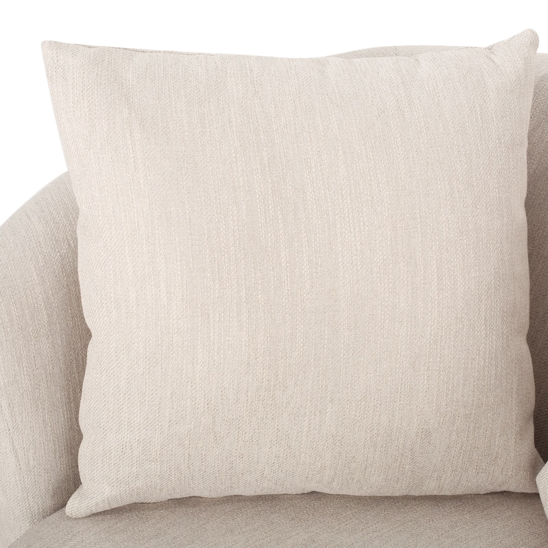 Roomfitters Upholstered Swivel Accent Chair, Cozy Round Armchair with Two Pillows, Beige