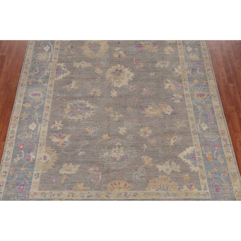 Hand Knotted Oriental 100% Wool Carpet Transitional All-Over Greys & Charcoal Oushak Area Rug - 10' 3'' X 8' 0''