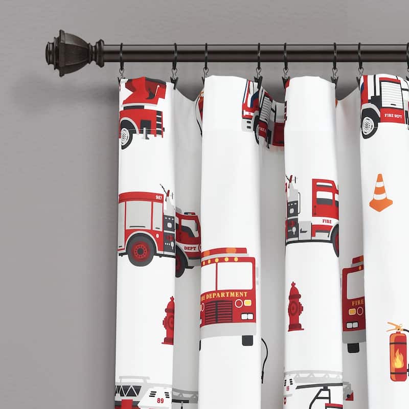 Lush Decor Fire Truck Window Curtain Panel Pair