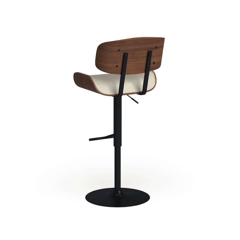 Carson Carrington Leksand Mid-Century Modern Adjustable Bar Stool with Walnut Wood Accents