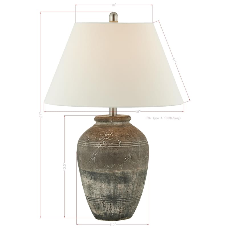Kellen 28" Table Lamp with Linen Shade, Brown/Taupe