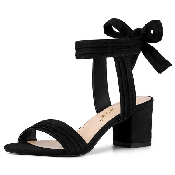 open toe black block heel