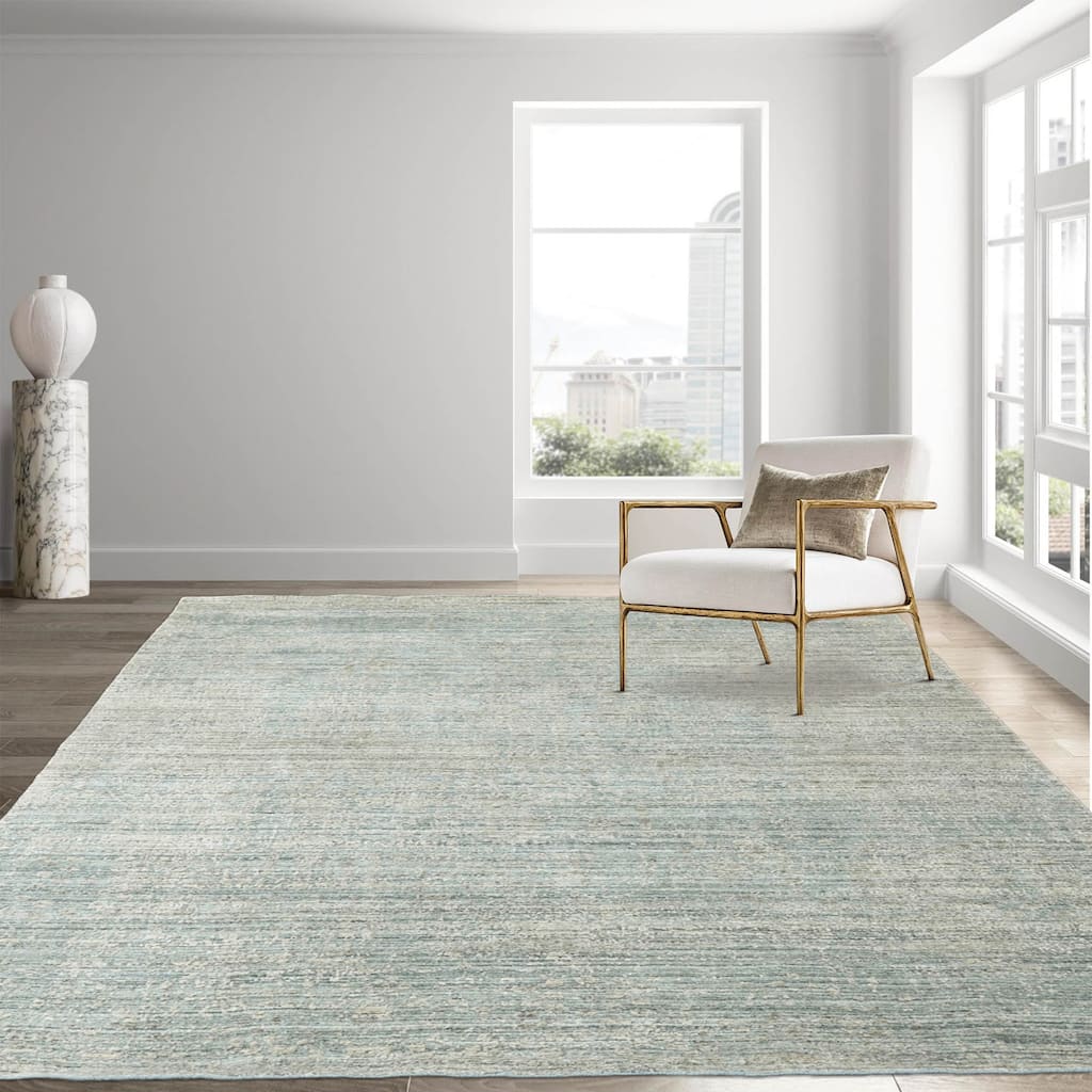 Hand Knotted Hand Made 100% Wool Modern Oriental Area Rug Celadon - 7' 10'' x 9' 9''